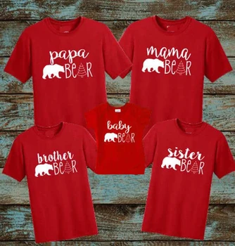 Tėtis , Mama , Broliai ir Seserys Lokys T-Shirt Šeimos Atitikimo Komplektus Dovana Mama, ir Tėtis, ir Baby Bear Šeimos Kalėdų T-shirt