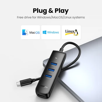 UGREEN USB HUB 3.0 2.0 HUB Ultra Mini 4 Port USB 3.0 Splitter Micro USB Šakotuvą, Adapteris, skirtas 