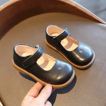 ULKNN ULKNN Vaikai 1-6 vaikiška avalynė Mergaitėms baby soft-soled princess bateliai neslidžiais pavasarį Vaikų vieno odiniai batai Ruda