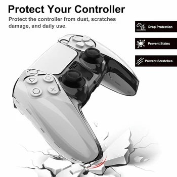 Ultra Slim Gamepad Valdytojas Apsaugos Atveju Dvejopa Prasme Odos Skaidri, Aiški PC Padengti PlayStation 5 Controller Accessories