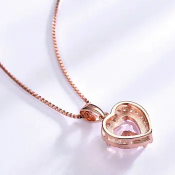 UMCHO Sukurta Morganite 925 Sterlingas Sidabro Karoliai, Pakabučiai, Žavesio Širdies Moterų Dalyvavimas Jubiliejų Dovana Fine Jewelry
