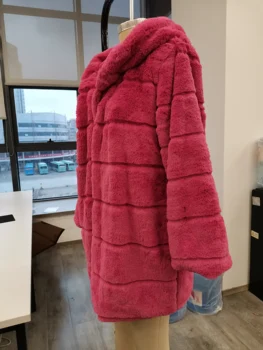 Umeko 2019 Elegantiškas Dirbtiniais Lapės Kailiniai Paltai Moterims Žiemos Mados Vidutinio Ilgio Dirbtinis Fox Fur Coat Lady Šiltas Netikrą Lapės Kailinius Moteris