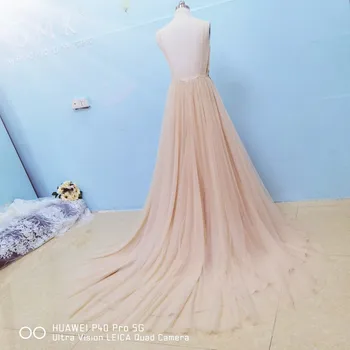 UMK 2020 3D Gėlės Paplūdimys Vestuvių Suknelė Seksualus Gilus V Atvira nugara Vestuvinės Suknelės Tiulio Spagečiai dirželiai Vestido De Noiva