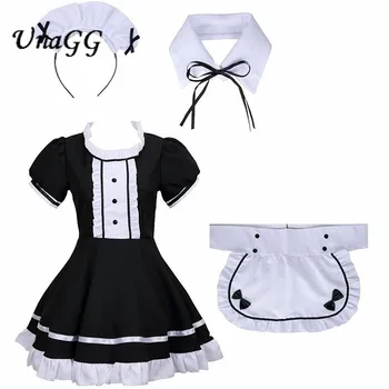 UnaGG Seksualus Prancūzų Kambarinės Kostiumas Sweet Gothic Lolita Dress Anime Cosplay Bailys, Kambarinės Uniforma Plius Dydis Halloween Kostiumai Moterims