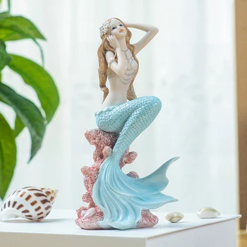 Undinė Apdailos Mermaid Princesė Šiaurės Dervos Apdailos Dovana Figura Namų, Sodo Namų Ir Sodo Mini Duomenys Namas Ornamentu