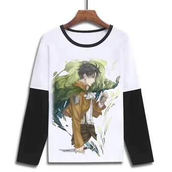 Unisex Anime Ataka Titan T-Shirt Eren Mikasa Varžovų Jiyuu no Tsubasa Medvilnės Atsitiktinis Marškinėliai Tee ilgomis Rankovėmis Visą Marškinėliai