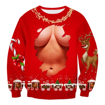 Unisex Kalėdų Džemperis bjaurusis Kalėdų Megztiniai Vyrų/moterų Megztinis spausdinti briedžių Palaidinukė Juokingas žmogus megztinis viršūnes Drabužiai