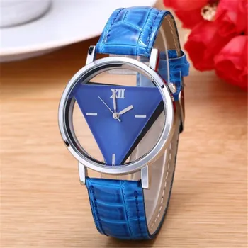 Unisex laikrodžiai Naujo Dizaino Mados Moteriški Laikrodžiai Elegantiškas Tuščiaviduriai Trikampis Žiūrėti Mada Moterims Plonas Odinis Dirželis Kvarcas Žiūrėti *A
