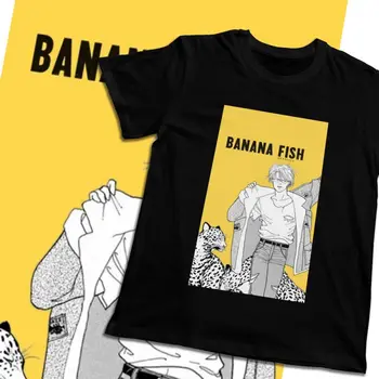 Unisex marškinėliai Anime, Japonų Nusikaltimų Pelenų Eiji Komiksų Bananų Žuvų Geros Medvilnės Harajuku Apvalios Apykaklės Hip-Hop Tee Marškinėliai