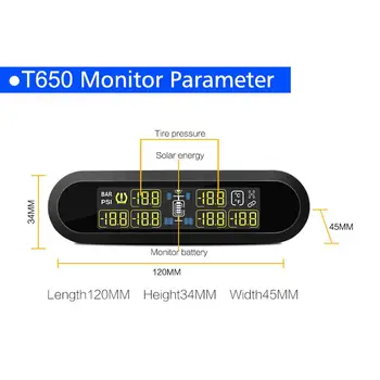 Universalus LCD PSSS USB Padangų Slėgio Monitoringal Signalizacijos Sistema, 6 Išorinių Jutiklių Įkrovimo Padangų Slėgio VW Toyota VISUREIGIS
