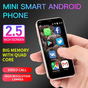 UNIWA 2.5 Colių XS11 Mini Mobilusis Telefonas Android 6.0 su Kortelės Dydžio Quad Core 1GB 8GB Išmanusis telefonas Dual SIM 1000mAh mobilusis telefonas WIFI
