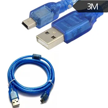 USB 2.0 10FT 3m Vyrų Kištukas į Mini-B Male Plug OTG Kabeliu Su Magnetiniu Žiedu