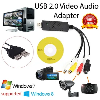 USB 2.0 Video Capture Grabber Kortelės adapterį Chipset TV, DVD, VHS Audio Capture S - video USB Keitiklis paramos Win7