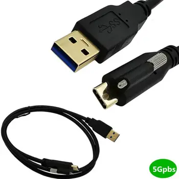 USB 3.0 A Male į USB 3.1 c tipo USB-c Tipo-C, su Dviguba Fiksavimo Varžtus vyras Duomenų Kabelis USB3 Standarto.0 Panel Mount Tipas