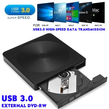 USB 3.0 Plonas Išorinis DVD RW / CD Rašytojas Ratai Degiklis Reader Žaidėjas Optiniai Diskai Nešiojamas PC dvd įrašymo įrenginys dvd Nešiojamas KOMPIUTERIS