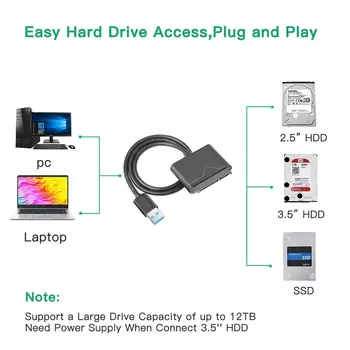 USB 3.0 prie SATA III Adapterio Kabelį Konverteris 2.5 3.5 Colio SATA Kietojo disko Disko HDD SSD Paramos UASP Su 12V 2A Power Adapter