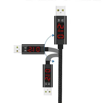 USB C Tipo Kabelis, QC 3.0 Greito Įkrovimo Srovės ir Įtampos Rodyti Tinklelio USB C Duomenų Sinchronizavimo Kabelis