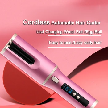 USB Crodless Hair Curler Belaidžio Automatinė Hair Curler Besisukanti Lazdelė, Garbanoti Geležies Nešiojamų Įkraunama Plaukų Suktukus Volai