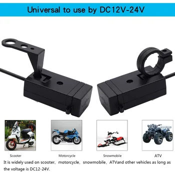 USB Motociklo Įkroviklis QC3.0 12V 24V Vandeniui Dual USB Greitų Pokyčių, Jungiklis, kištukinis lizdas Adapteris, Skirtas ATV, Scooter, Motociklai