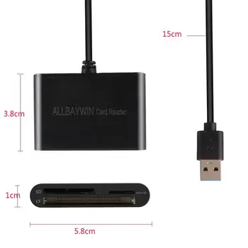USB, SD Kortelių Skaitytuvą, USB 3.0 Atminties Kortelių Skaitytuvas Rašytojas Compact Flash Kortelės Adapteris, skirtas CF/SD/TF Micro SD/Micro Kortelės Vėjo