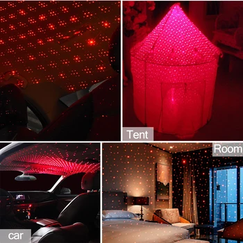 USB Universali Lazerinius Projektorius, Šviesos, MINI LED Star Poveikis Dekoratyvinės Šviesos 2 Spalvų DJ Disco Automobilio Stogo Interjero Atmosferos Žibintai
