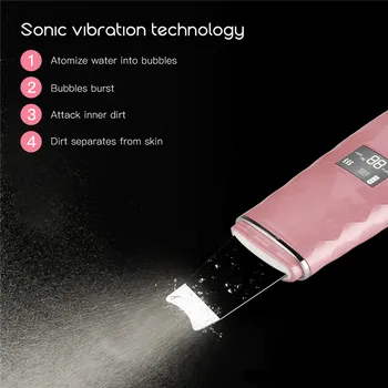 USB Įkrovimo Veido Odos Valymo Ultragarso Blackhead Valiklis Profesinės Šiltas Grandiklis Veido Odos Valymo Priemonė, LED Ekranas