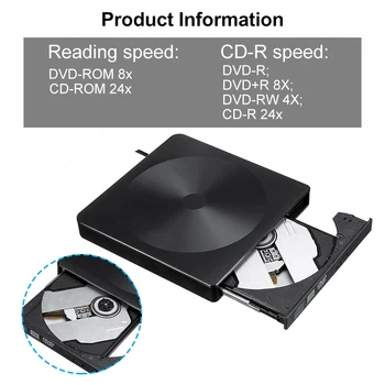 USB3.0-Ultra plonas Tipas-C Išorinis DVD RW / CD Rašytojas Ratai Degiklis Reader Žaidėjas Optiniai Diskai Nešiojamas PC DVD įrašymo įrenginys DVD Grotuvas