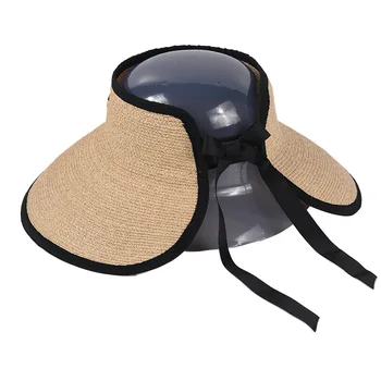 USPOP Naujas rafija vasaros skrybėlės, plačios kraštų šiaudines skrybėles be karūnos moterų juostelės paplūdimys skrybėlės