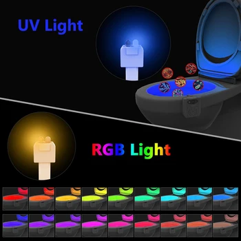 UV Sterilizavimo Tualetas Šviesos 16 Keičiasi Judesio Jutiklis Įjungtas RGB PIR LED Nakties Šviesos Sėdynės su baterijomis Už unitazo