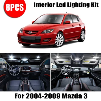 Už Mazda 3 2004 2005 2006 2007 2008 2009 8pcs Baltas Automobilis LED Lemputės Interjero Žemėlapis Dome Licencijos numerio ženklo Žibintas Paketą Rinkinys