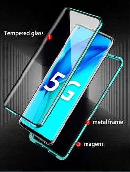 Už OnePlus Nord Atveju, Metalinis Rėmas Magnetas Aliuminio Bamperis dvigubo Stiklo pusėje visiškai Apsaugoti Padengti OnePlus Nord Telefono dėklas