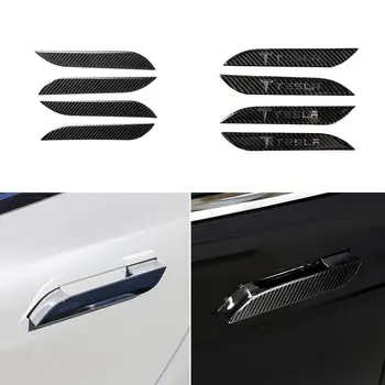 Už Tesla Model S anglies pluošto automobilių šildomi durų rankena apima anti-scratch apsauga, dekoratyvinis lipdukas rinkinys