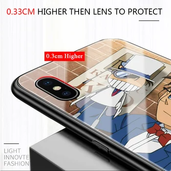 Už Xiaomi Redmi K30 Pro atsparus smūgiams Anime Detective Conan Atveju Blizgus Grūdintas Stiklas Telefono Dangtelis Pastaba 9S 9 Pro Max K20 Mi 9T