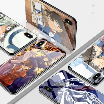 Už Xiaomi Redmi K30 Pro atsparus smūgiams Anime Detective Conan Atveju Blizgus Grūdintas Stiklas Telefono Dangtelis Pastaba 9S 9 Pro Max K20 Mi 9T