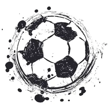 Užuolaidų Futbolo Kamuolys Futbolo Grungy Stiliaus, Juodos ir Baltos spalvos Dažų Purslų Meninės Iliustracijos