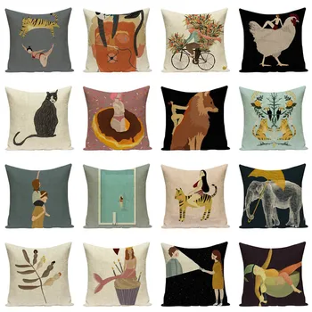 Užvalkalas gyvūnų spalvingos pagalvėlės namų sofos dekoro Užsakymą skalbiniai, pagalvės dangtelis fox pagalvėlė lauko pagalvėlė padengti Dropshipping