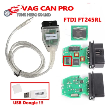 VAG CAN PRO V5.5.1 FTDI FT245RL Chip virtualusis bendras fondas OBD2 Diagnostikos Sąsaja USB Kabelis, laikiklis Gali Autobusų NDS K Linija