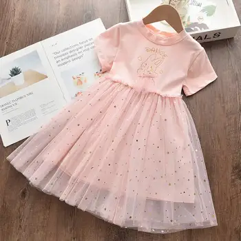 Vaikai Cartton Bunny Princess Dress Saldžiųjų Suknelės 2021 Naujas Vasaros Vaikų Kostiumai Kūdikių Blizgučiais Vestidos 3 7Y