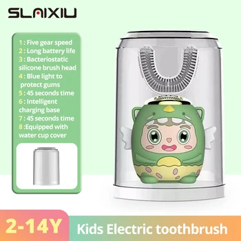 Vaikai Elektriniai dantų Šepetėlis Vaikams, Automatinė Įkrovimo 360 laipsnių ultragarsinis dantų šepetėlis minkšto silikono Su apsaugine danga