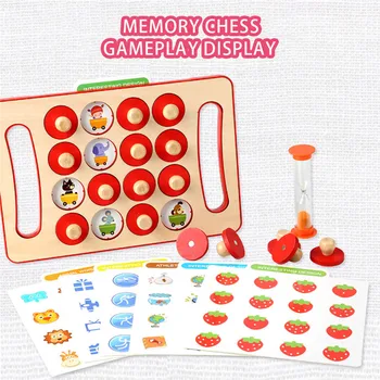 Vaikai Mediniai Memory Stick Šachmatų Žaidimas Įdomus Blokuoti stalo Žaidimas Švietimo Spalva Pažintinių gebėjimų Žaislas Vaikams #30D23