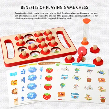 Vaikai Mediniai Memory Stick Šachmatų Žaidimas Įdomus Blokuoti stalo Žaidimas Švietimo Spalva Pažintinių gebėjimų Žaislas Vaikams #30D23