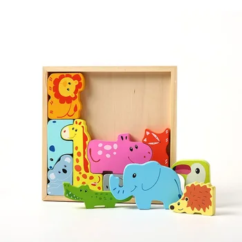 Vaikai Montessori Medžiagų 3D Galvosūkiai Gyvūnų Protingas Valdybos Montessori Ugdymo Mediniai Žaislai Vaikams juguetes montessori