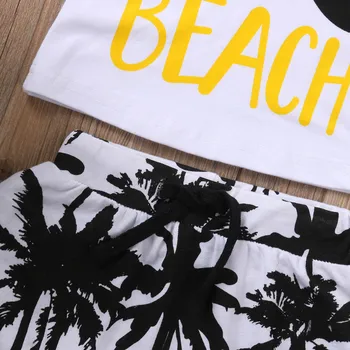 Vaikai Nustatyti paplūdimio Raidė T-Marškinėliai+ Kelnės Medvilnės kostiumas Vasaros Laisvalaikio Apranga