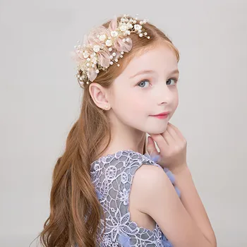 Vaikai Priedai Princess Tiara Gėlė Mergina Apdangalai, Plaukų Įrašą Naujagimį, Plaukų Aksesuarų Vaikams Kaspinai