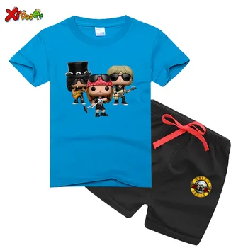 Vaikai Velniop Rock Band Gun N Rose Dizaino marškinėliai 2020 m., Berniukų, Mergaičių Didžiosios Atsitiktinis Merginos Rinkiniai Trumpas Rankovės Vaikams Drabužius T-Shirt Rinkiniai