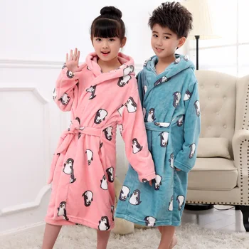 Vaikai Vonia, Chalatai Flanelė Žiemos Vaikai Sleepwear Drabužius Kūdikiams pijamas Pižamą Berniukų, Mergaičių naktiniai marškiniai, pižamos 4-12 Metų vaikiški Drabužiai
