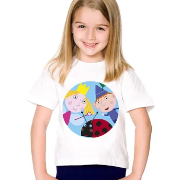 Vaikams, Cartoon Spausdinti Ben Ir Holas Karalystės Juokingi marškinėliai Vaikams Mielas Vasaros Tee Atsitiktinis Viršūnes Kūdikių Drabužiai Berniukams/Mergaitėms