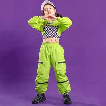 Vaikams Hip Hop šokių Drabužių Hoodie Palaidinukė Pasėlių Top Marškinėliai Bako viršuje Taktinis Krovinių Kelnės Mergina Šokių dėvėti Drabužiai Kostiumas