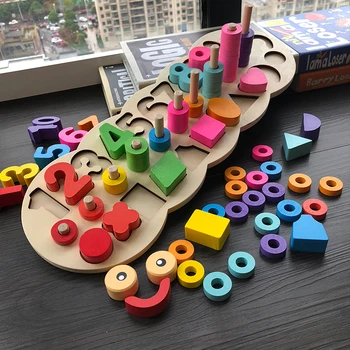 Vaikams, Mediniai Žaislai, Medžiagos Išmokti Skaičiuoti Numerių Atitikimo Skaitmeninės Formos Rungtynių Pradžioje Švietimo Mokymo Matematikos rūšiavimo už Chil