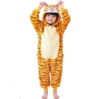 Vaikams Žiemos Gyvūnų Pižama Vaikams Panda Tigras Sleepwear Totoro Kigurumi Onesies Berniukų, Mergaičių, Kūdikių Cosplay Kostiumų Jumpsuits